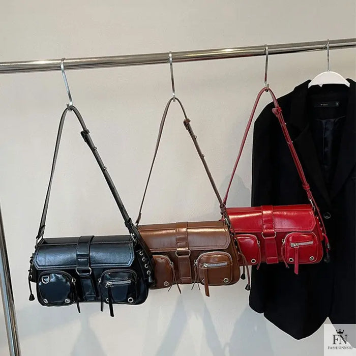 Gothic Drawstring Multi Pocket Shoulder Bags - Fashionnsio