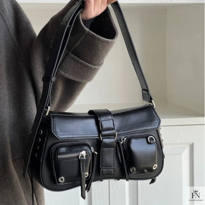 Gothic Drawstring Multi Pocket Shoulder Bags - Fashionnsio