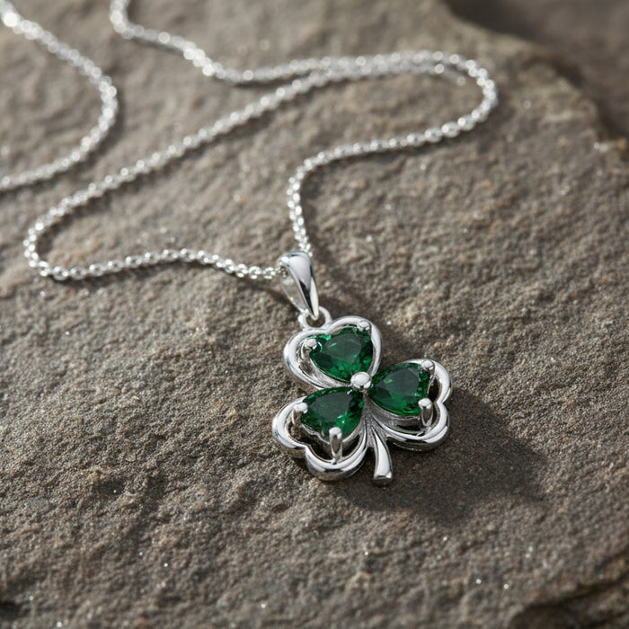 Green Crystal Shamrock Pendant