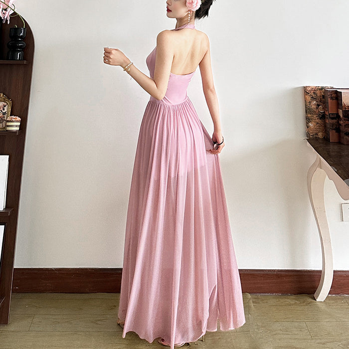 Halter Flared Evening Gown fashionnsio