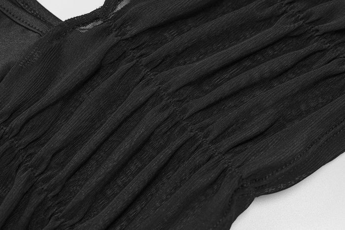 Halter Mesh Ruched Top fashionnsio