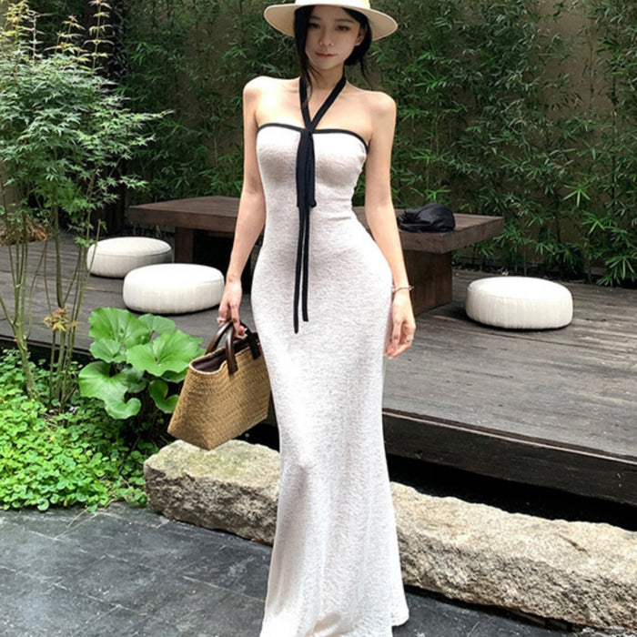 Halter Slim Fit Long Dress - Fashionnsio