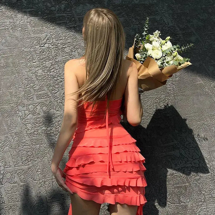 Ruffles Halter Neck Dress fashionnsio
