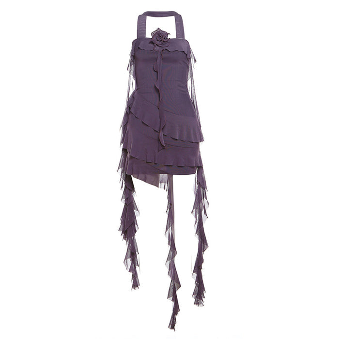 Halter Tassel Ruffle Dress - Fashionnsio