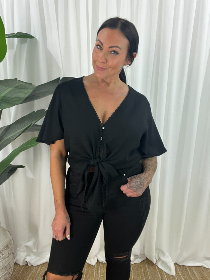 Hammy Tie Top - Black