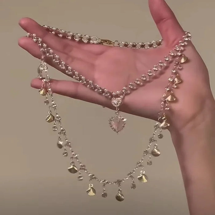 Heart Double Layer Necklace - Fashionnsio