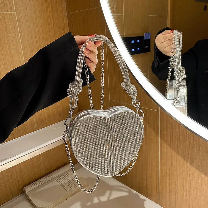 Heart Rhinestone Knot Handbags/Sling Bags fashionnsio