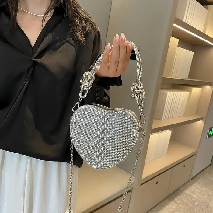 Heart Rhinestone Knot Handbags/Sling Bags fashionnsio