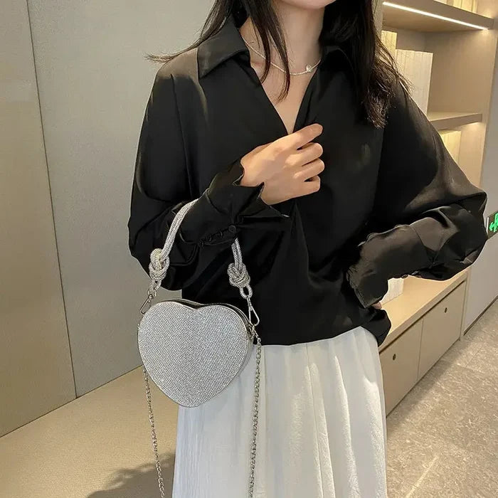Heart Rhinestone Knot Handbags/Sling Bags fashionnsio