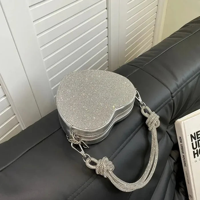 Heart Rhinestone Knot Handbags/Sling Bags fashionnsio
