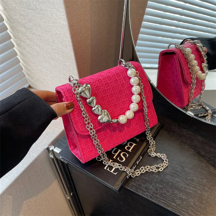 Heart Pearl Shoulder Bags fashionnsio