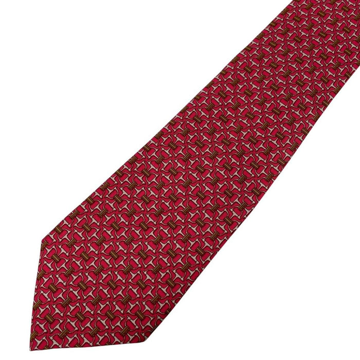 Hermes Paris Red Silk Tie