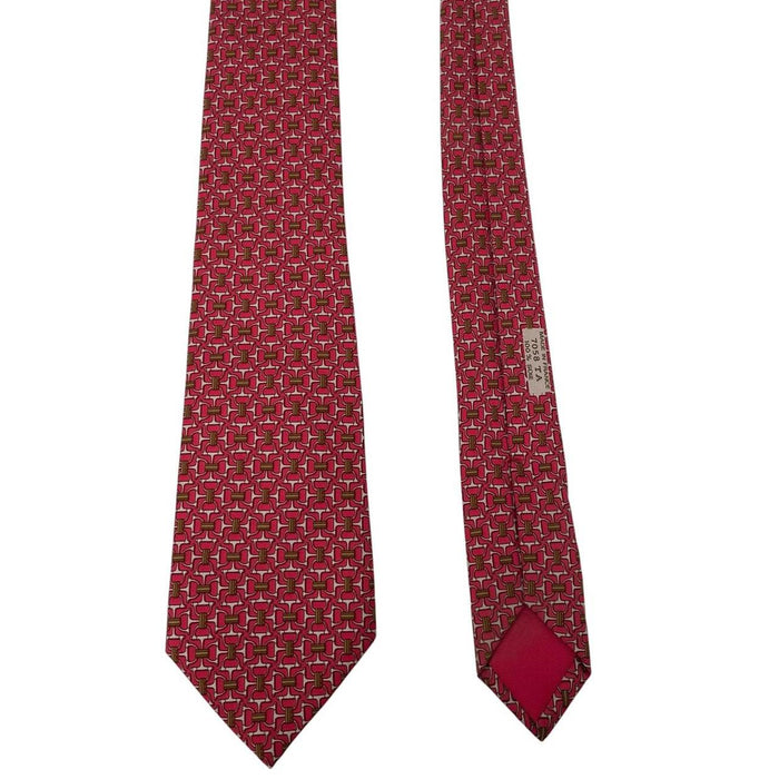 Hermes Paris Red Silk Tie