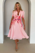 Holland Boarder Print Midi Dress (Pink)