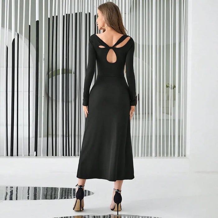 Knitted Hollowed-out Bodycon Dress fashionnsio
