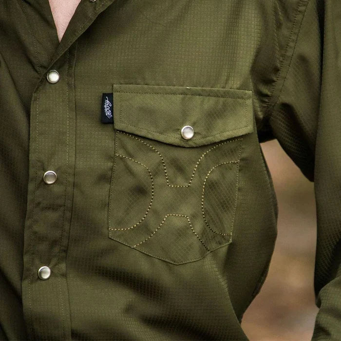 Hooey "Sol" Olive Long Sleeve Pearl Snap Shirt