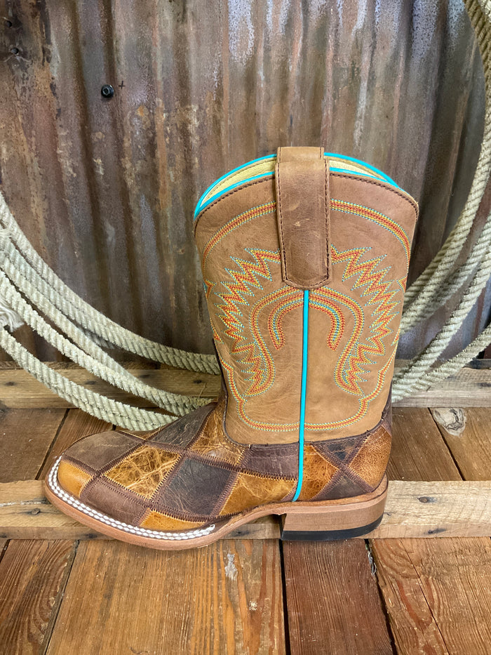 Horse Power Crazy Train Patchwork Western Boot