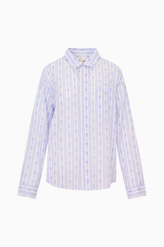 Long-sleeve shirt with a subtle pattern on a white background