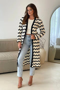 Ingrid Crochet Monochrome Chevron Cardigan (Black/Cream)