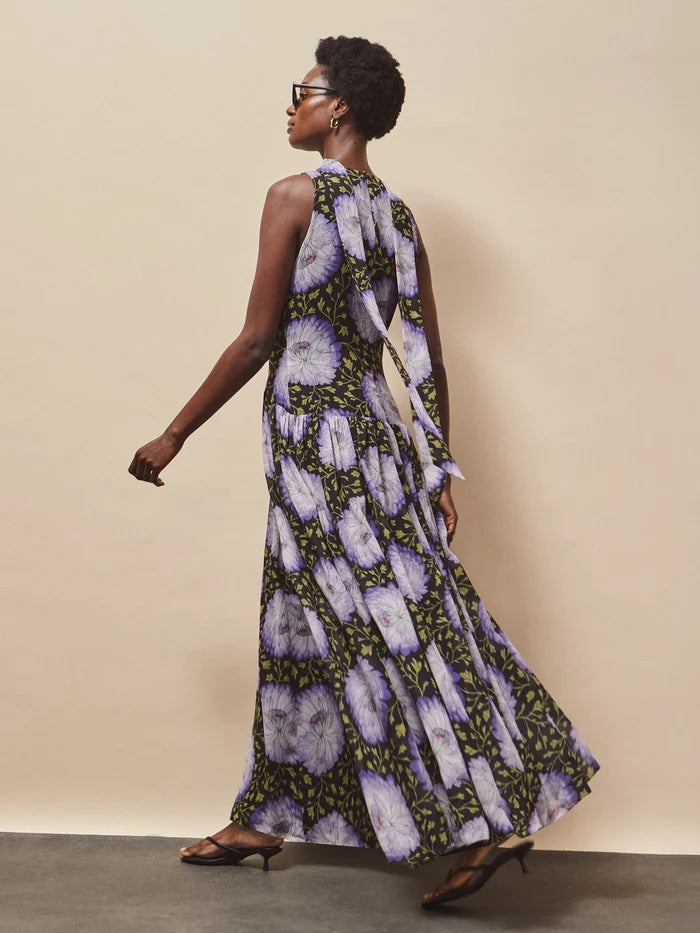 Iris Lilac Scarf Detail Chiffon Dress