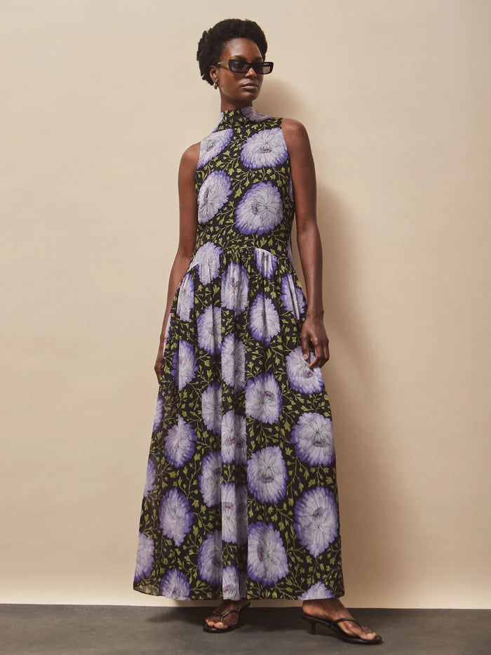 Iris Lilac Scarf Detail Chiffon Dress