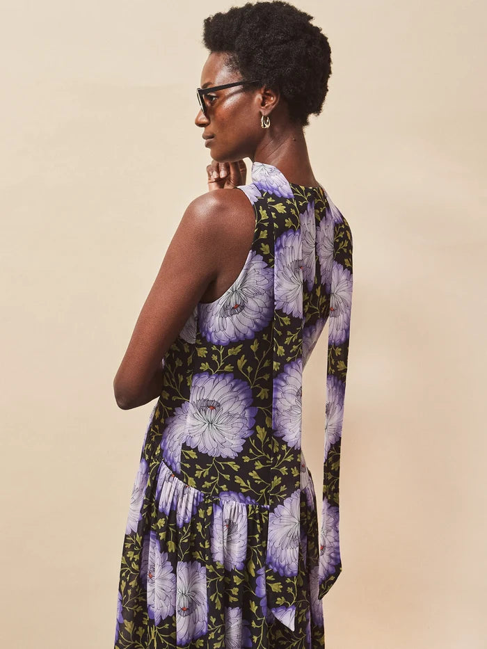 Iris Lilac Scarf Detail Chiffon Dress
