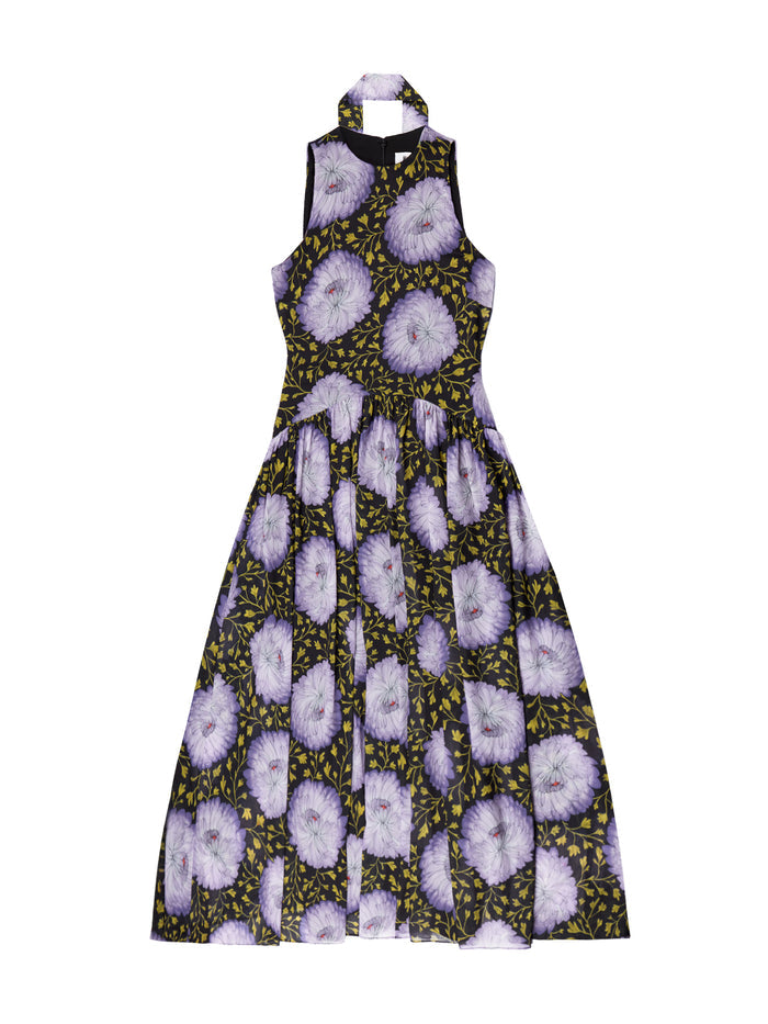 Iris Lilac Scarf Detail Chiffon Dress