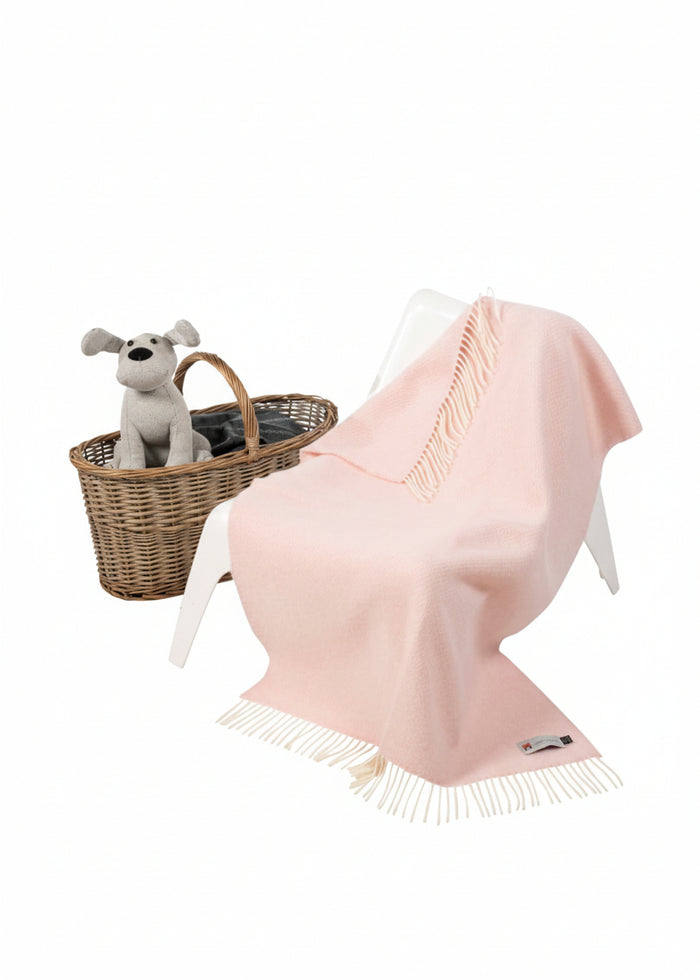 Irish Cashmere Baby Blanket Baby Pink in a presentation box