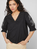 Isle V-Neck Short Sleeve Top (Black/White)