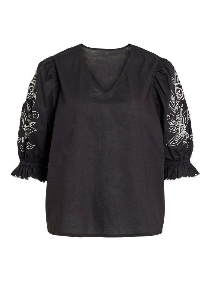 Isle V-Neck Short Sleeve Top (Black/White)
