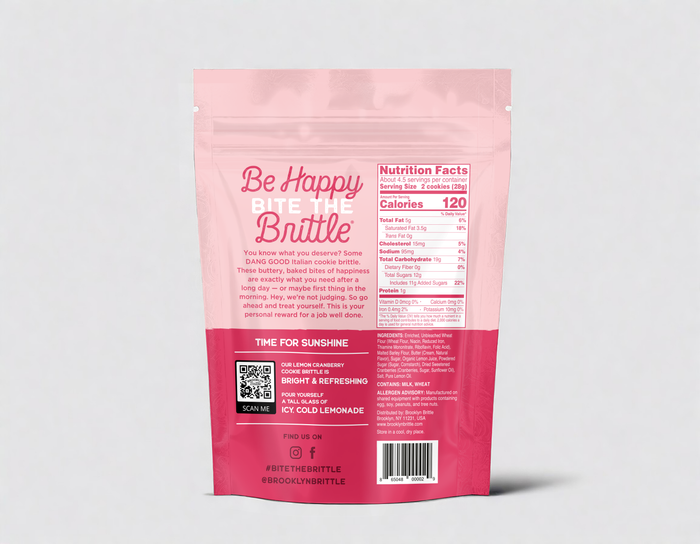 Italian Cookie Brittle – Lemon Cranberry | Pouch Bag
