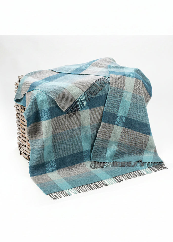 John Hanly Cashmere Merino Throw | Grey Duck Egg Aqua