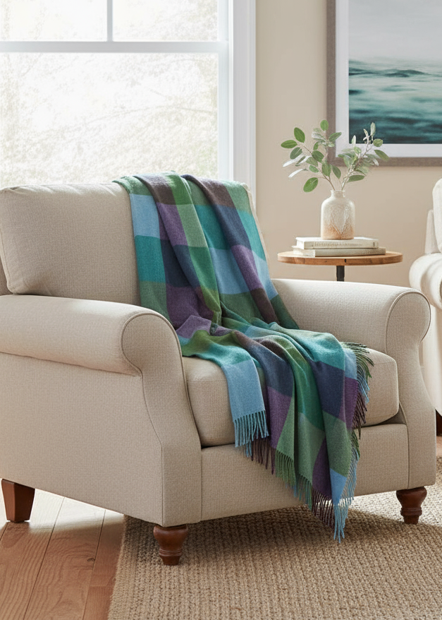 John Hanly Green Blue Marine Block Throw