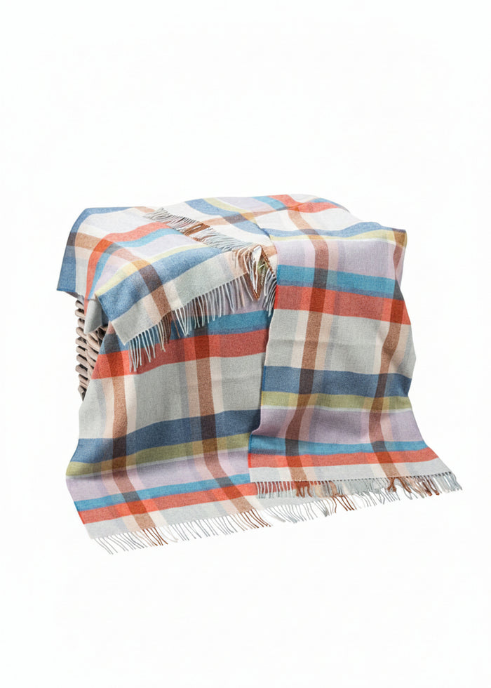 John Hanly Large Blue Green Lilac Peach Throw