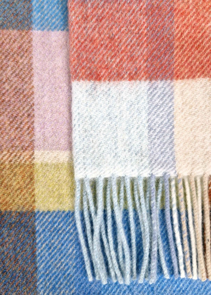 John Hanly Large Blue Green Lilac Peach Throw