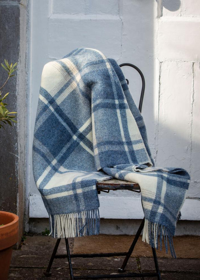 John Hanly Large Natural Denim Blue Blanket
