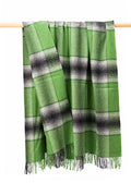 John Hanly Merino Lambswool Blanket | Green Grey Check