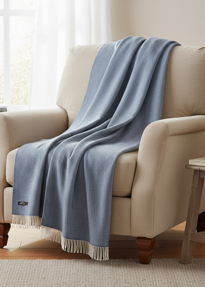 John Hanly Oversized Cashmere Throw Denim