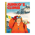 Cartoon cover illustration of woman climbing mount everest