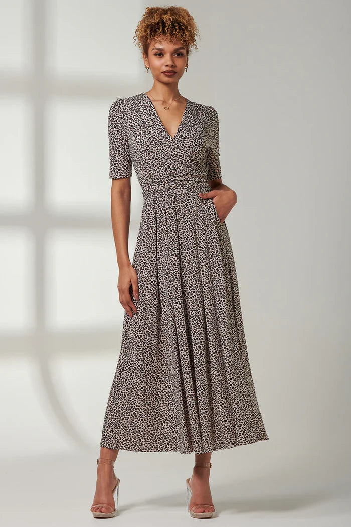 Kenzie Half Sleeve Jersey Maxi Dress (Neutral Animal)