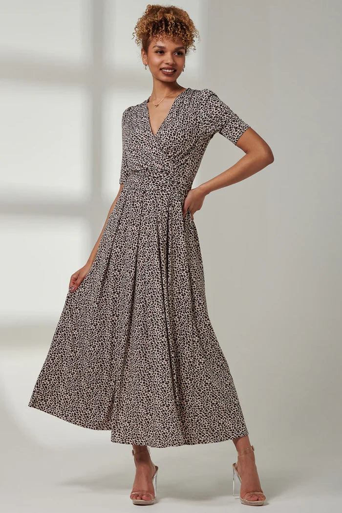 Kenzie Half Sleeve Jersey Maxi Dress (Neutral Animal)