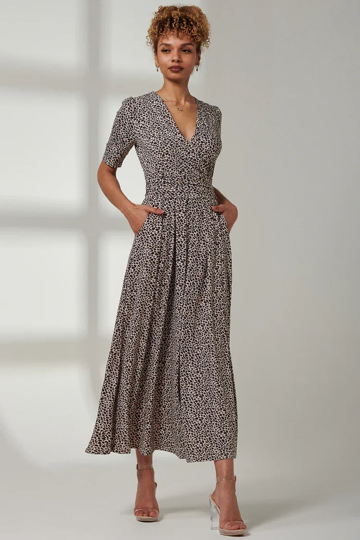 Kenzie Half Sleeve Jersey Maxi Dress (Neutral Animal)