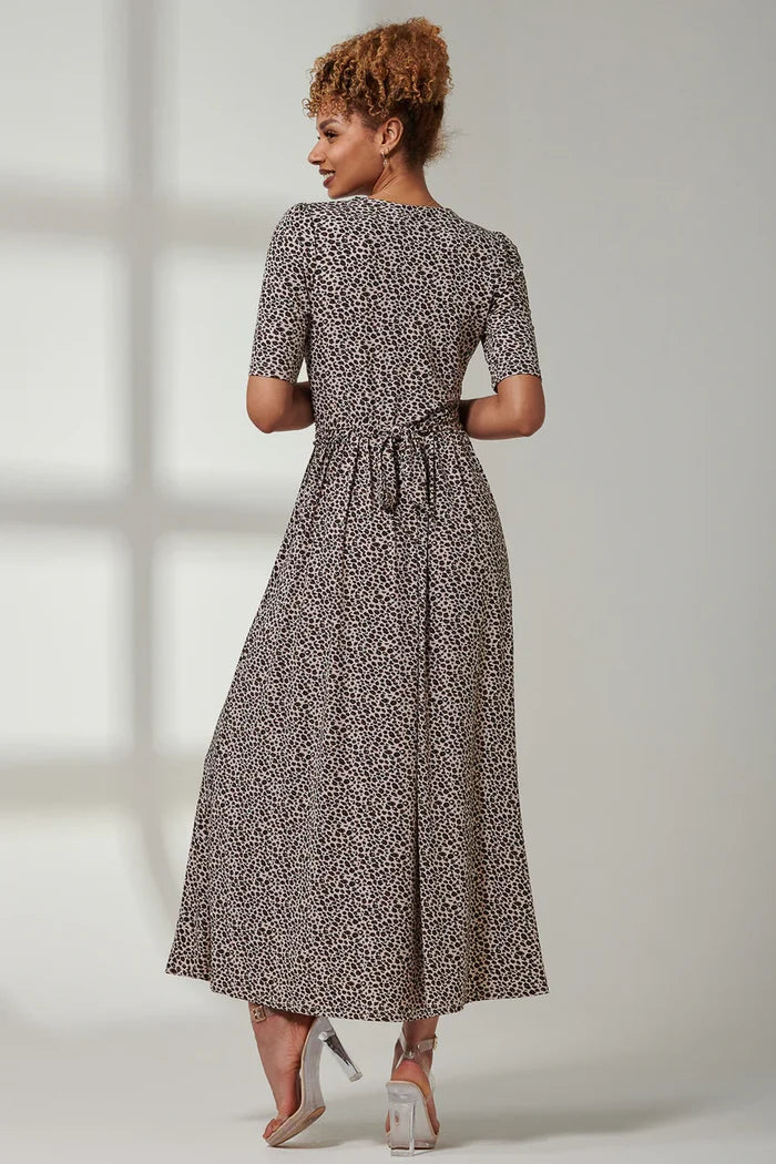 Kenzie Half Sleeve Jersey Maxi Dress (Neutral Animal)