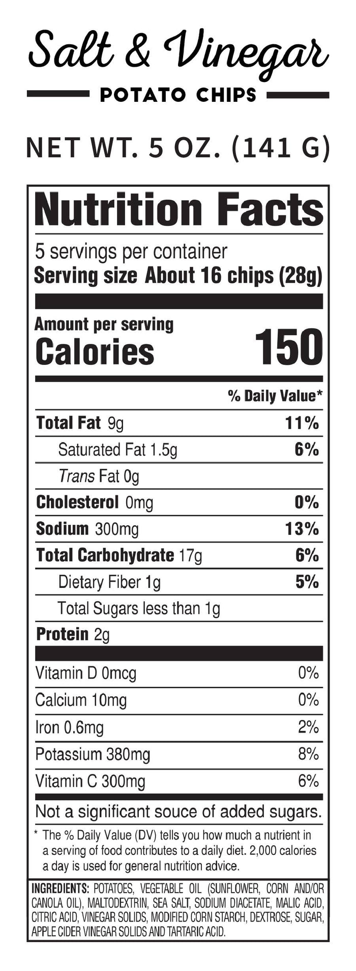 Kettle Cooked Potato Chips - 5oz - Salt & Vinega