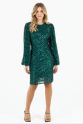Kia Patterned Sequin Dress (Green)