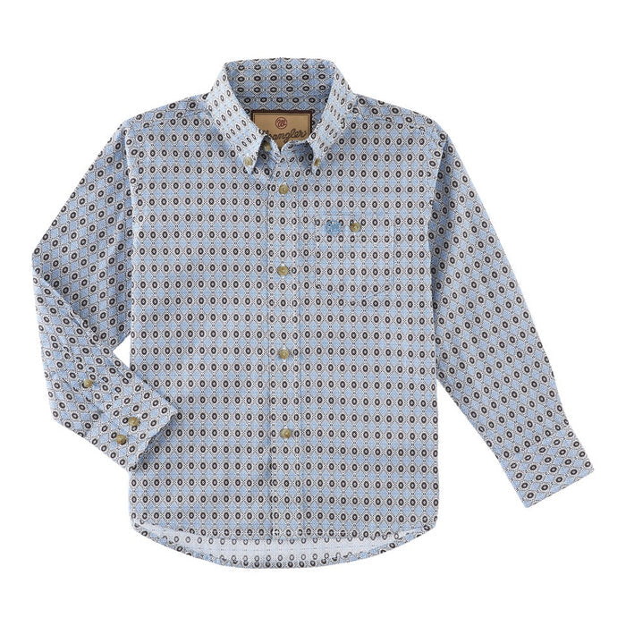 Kid's Classic Blue Geometric Print Shirt