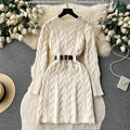 Knit Sweater Long Sleeve Dress fashionnsio