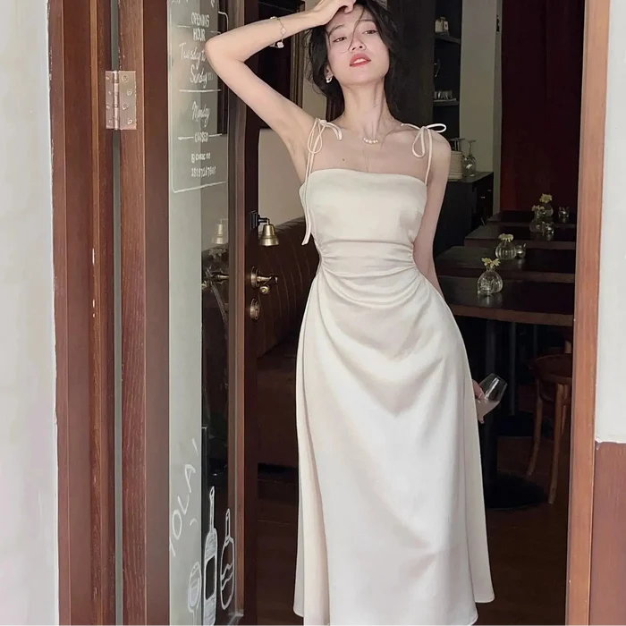 Korean Satin Strap Dress fashionnsio
