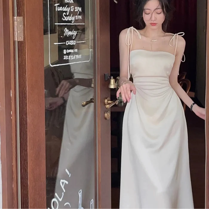 Korean Satin Strap Dress fashionnsio