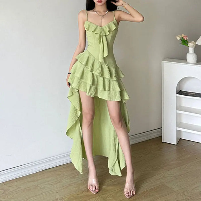 Asymmetrical Ruffle Dress fashionnsio